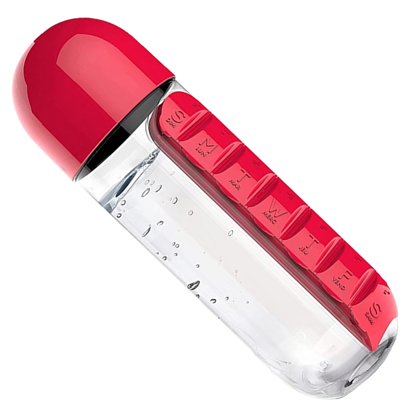 Plastic Water Bottle with Pill Box