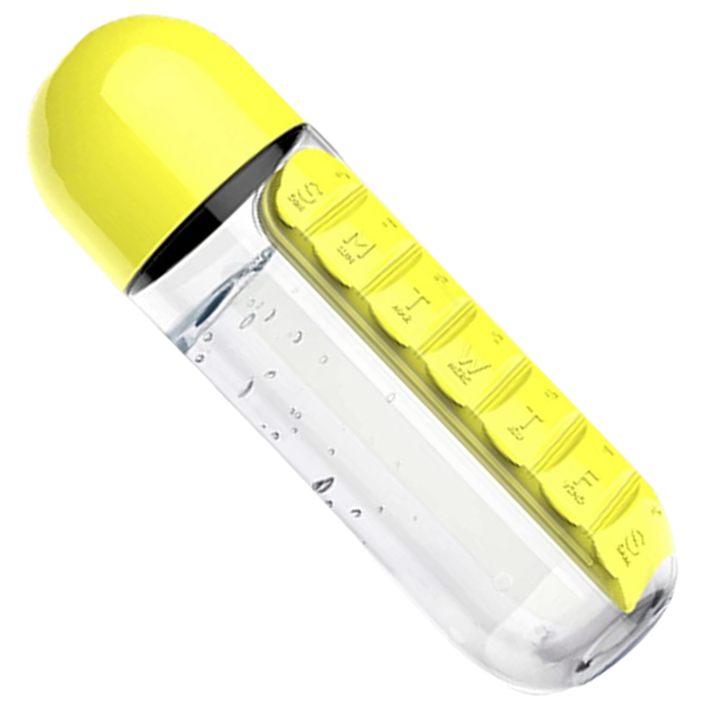 Plastic Water Bottle with Pill Box