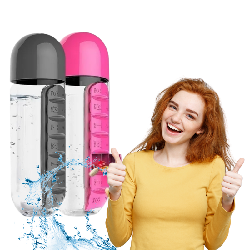 Plastic Water Bottle with Pill Box