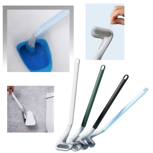 Long handle toilet brush with wall mounted base