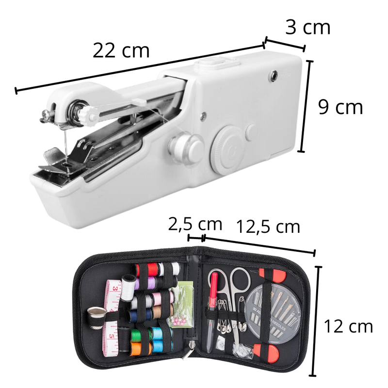 Handheld sewing machine and sewing kit
