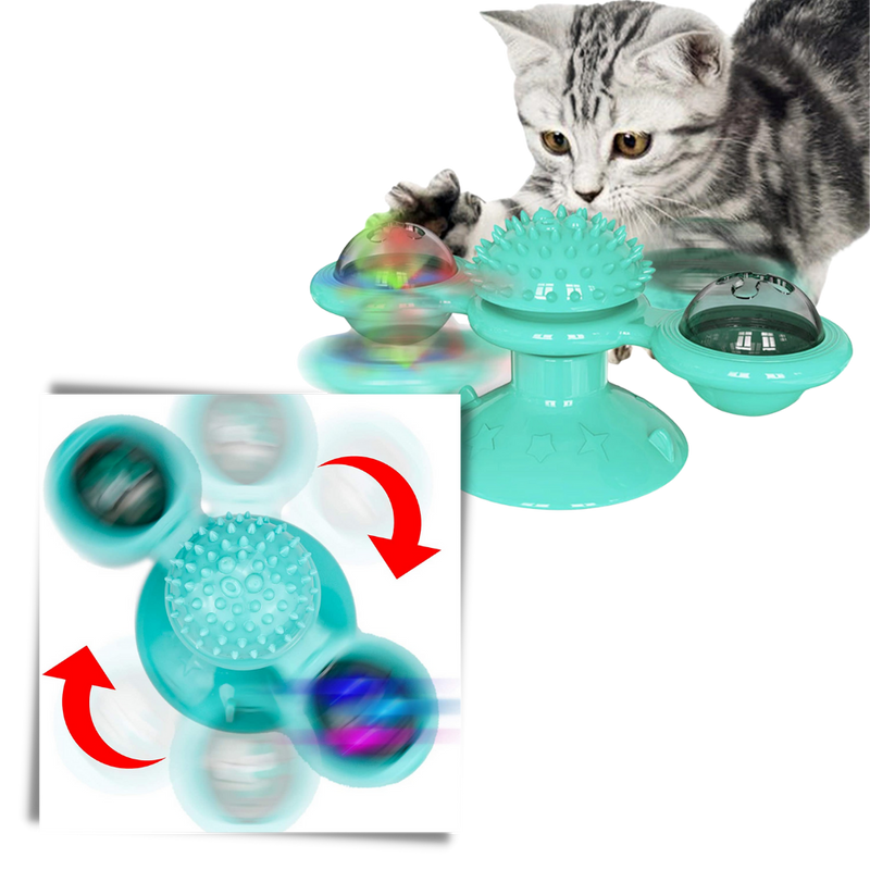 Rotative Windmill Cat Toy With Brush