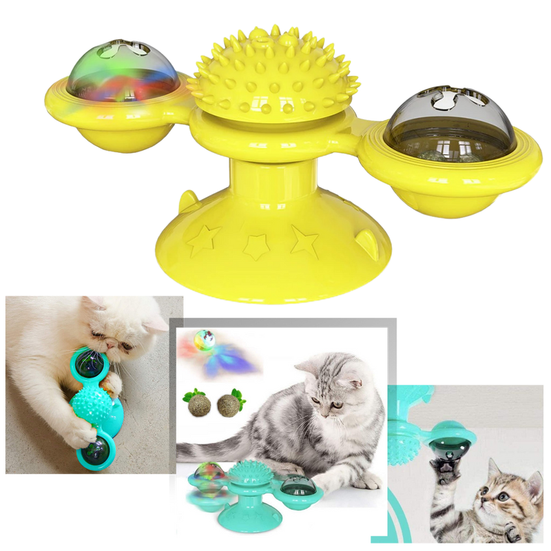 Rotative Windmill Cat Toy With Brush