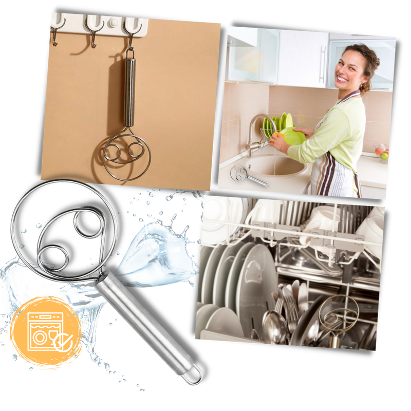 Effortless Stainless Steel Danish dough whisk