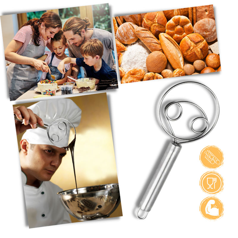 Effortless Stainless Steel Danish dough whisk